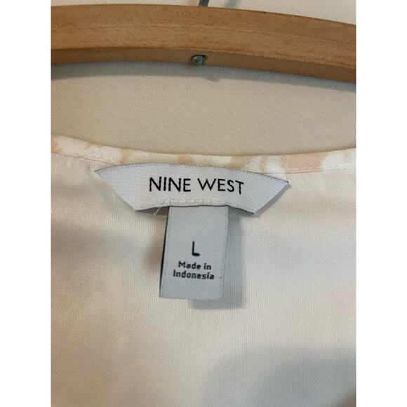 NWT Nine West Maxi Dress with Elastic waist. White and tan print. Size large. - Picture 5 of 7